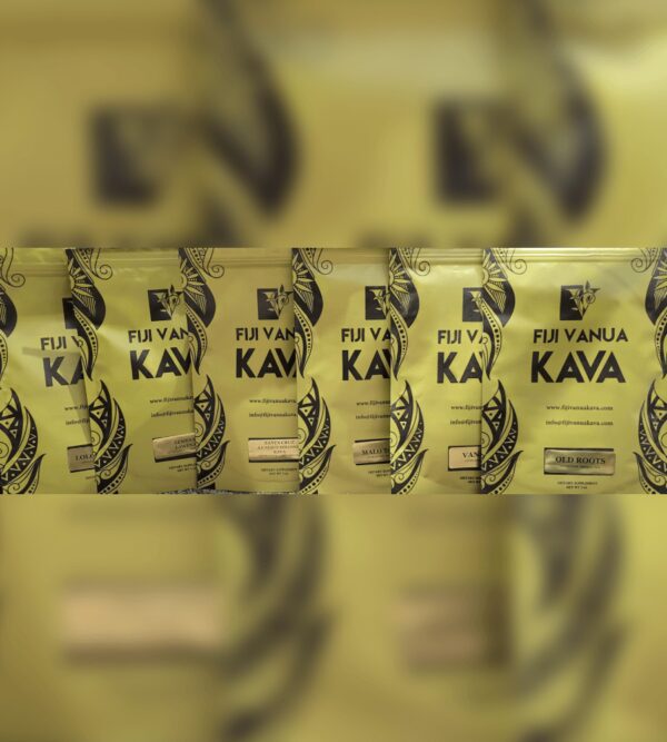A close up of many cans of kava