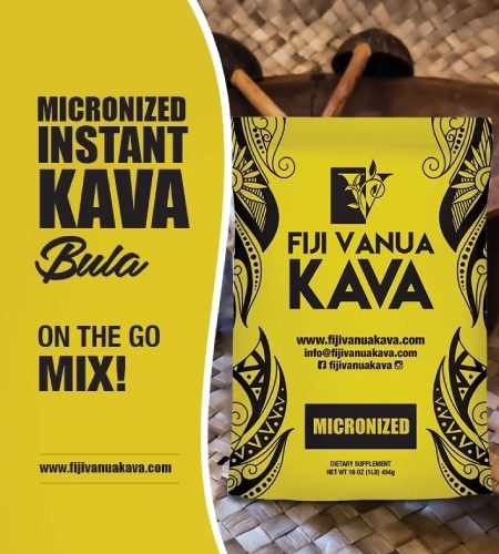 A bag of kava is sitting on the ground.