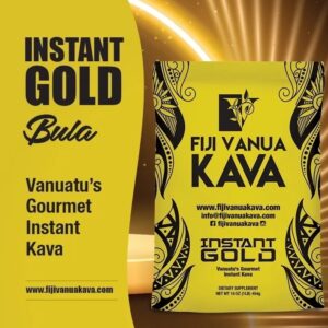 A yellow and black advertisement for kava.
