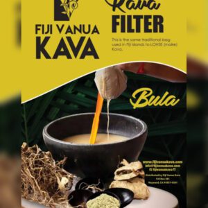 A poster of kava is shown in front of some other products.