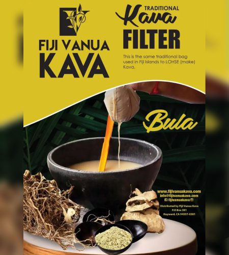 A poster of kava is shown in front of some other products.
