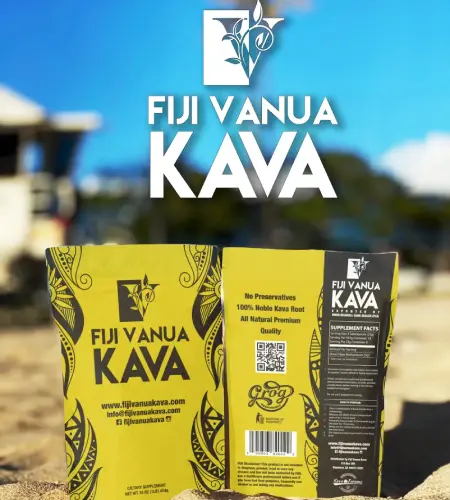 A picture of fiji vanua kava and its packaging.