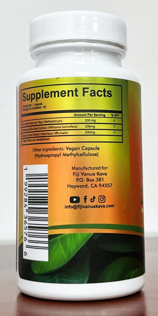 Kava Capsule Pills for Natural Relaxation, Adaptogen Blend with Ashwagandha & Valerian Root – 200mg Kava Root Extract (30%) - Image 3