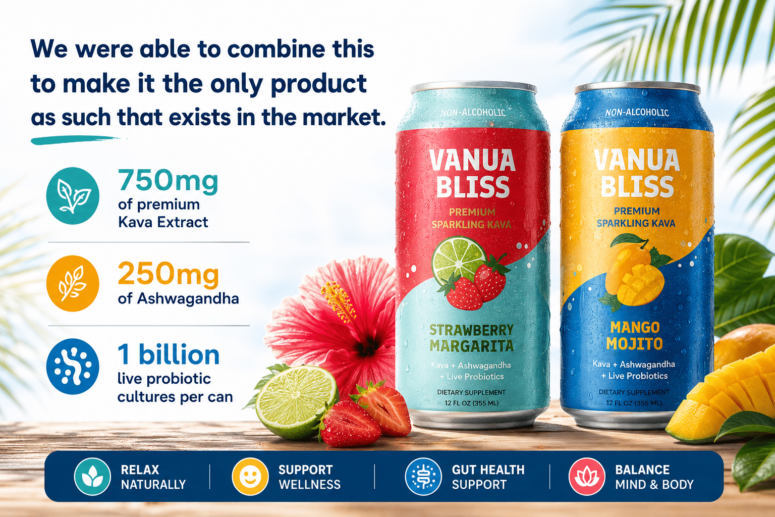 Vanua Bliss Kava Soda – Calm & Relaxing Plant-Based Wellness Drink | Low Sugar, Probiotic, Non-Alcoholic - Image 2