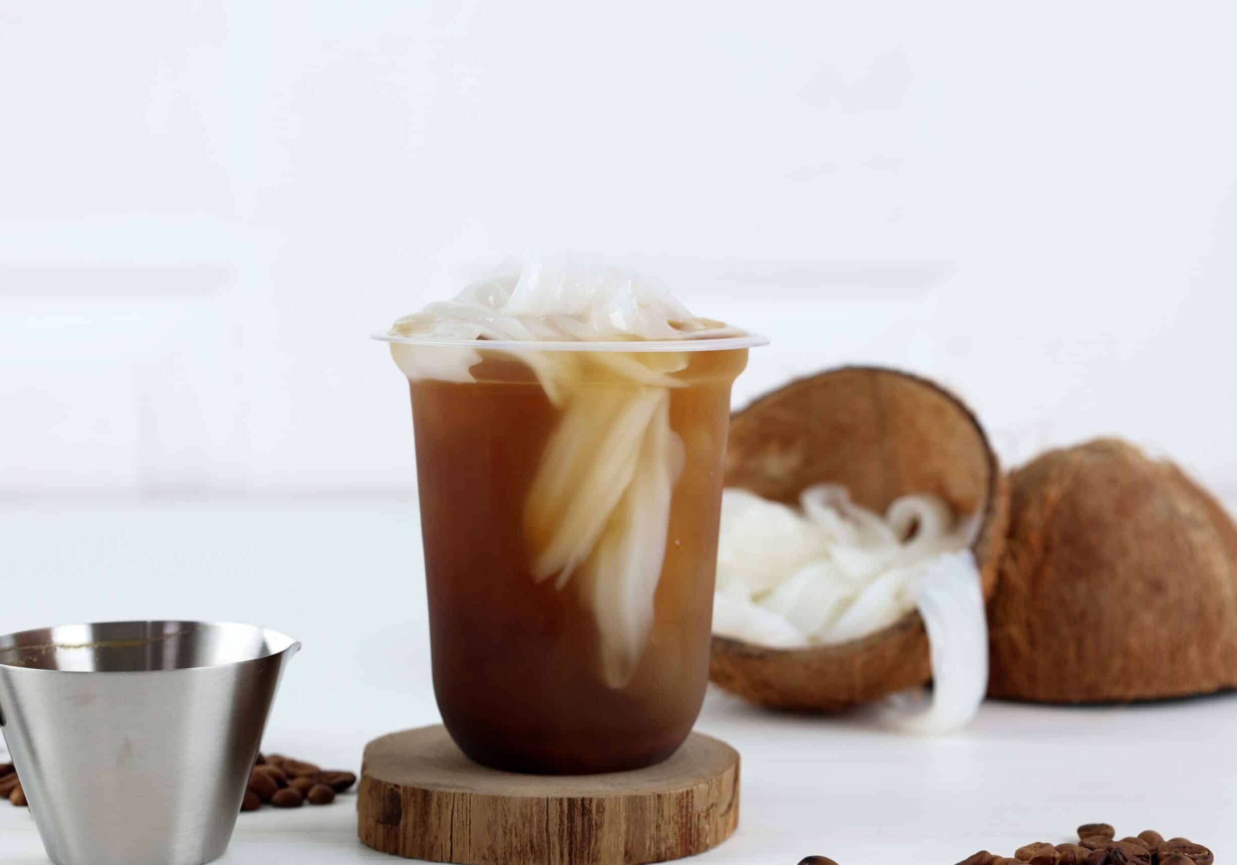 Coconut Coffee, Iced Americano with Shredded Coconut
